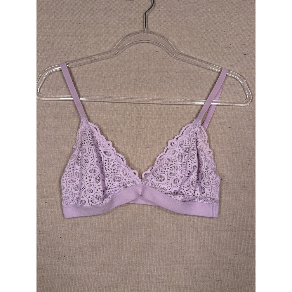 Colsie Womens Lavender Purple Lace Triangle Bralette Adjustable Straps Size M